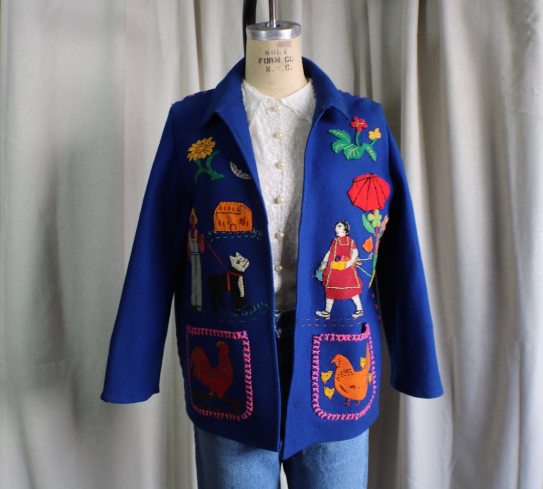1940's Souvenir Jacket / Vintage Mexican Wool Embroidered Jacket
