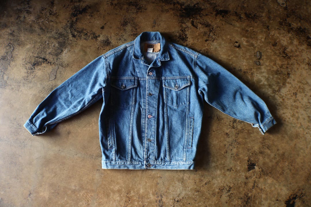 ジャケット・アウター 80s vintage denim jacket Vintage 80s Jean Bomber Acid Wash Jacket Mens Size L Leather