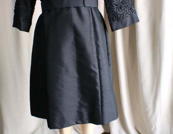 Vintage Black Silk Dress , Beaded Evening Dress ,… - image 7