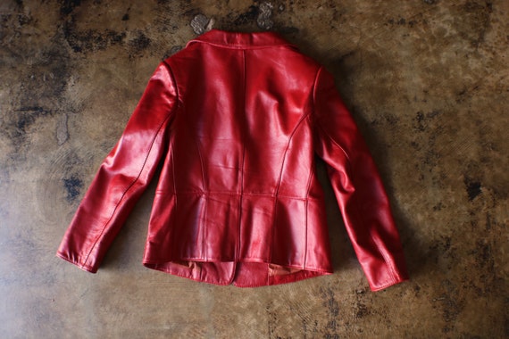 Red Leather Blazer / Vintage Women's Leather Jack… - image 5