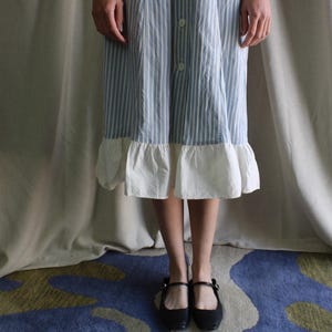 Vintage Nurses Uniform / 40&#39;s Blue and White Striped Cotton Dress / 40&#39;s Uniform / Women&#39;s Shirt Dress / Medium