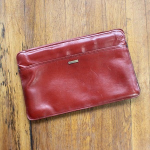 Vintage Leather CLUTCH / Burnt Umber Purse Women&#39;s / 1970&#39;s Hinged Women&#39;s Handbag