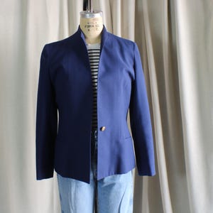 Blazer azul marino / Chaqueta vintage de los años 80 / Blazer pequeño de mujer