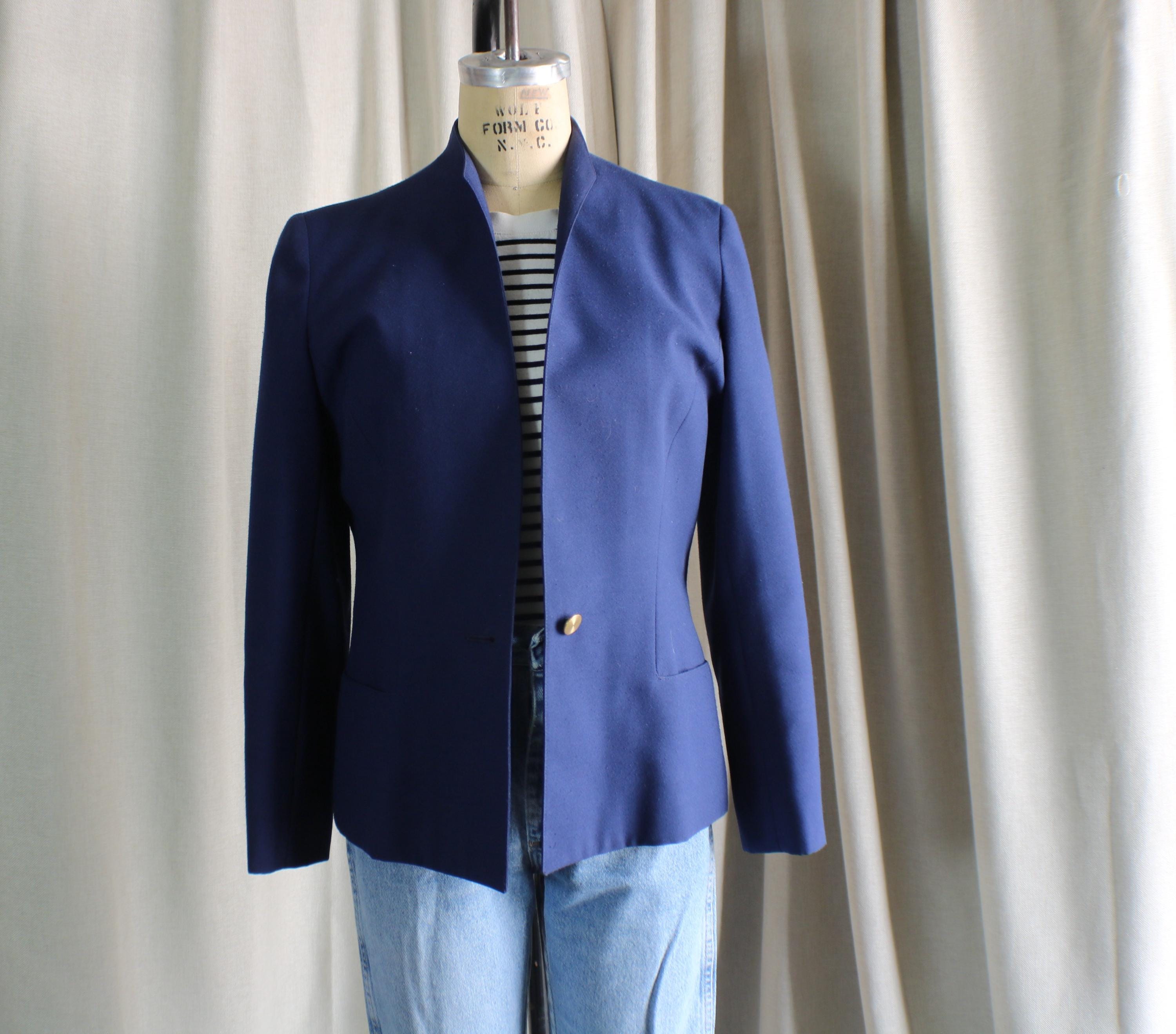 Navy Blue Blazer / Vintage 80's Jacket / Women's Small Blazer - Etsy