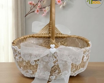 Romantisk flätad blomkorg, bröllopsdekor, present till henne