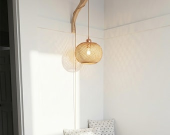 Bamboo Wall Lamp | Rattan Wicker Light | Boho Home Decor