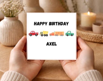 Personalized Truck Birthday Card - Kids Birthday