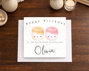 Personalized Marshmallow Birthday Card, Custom Name