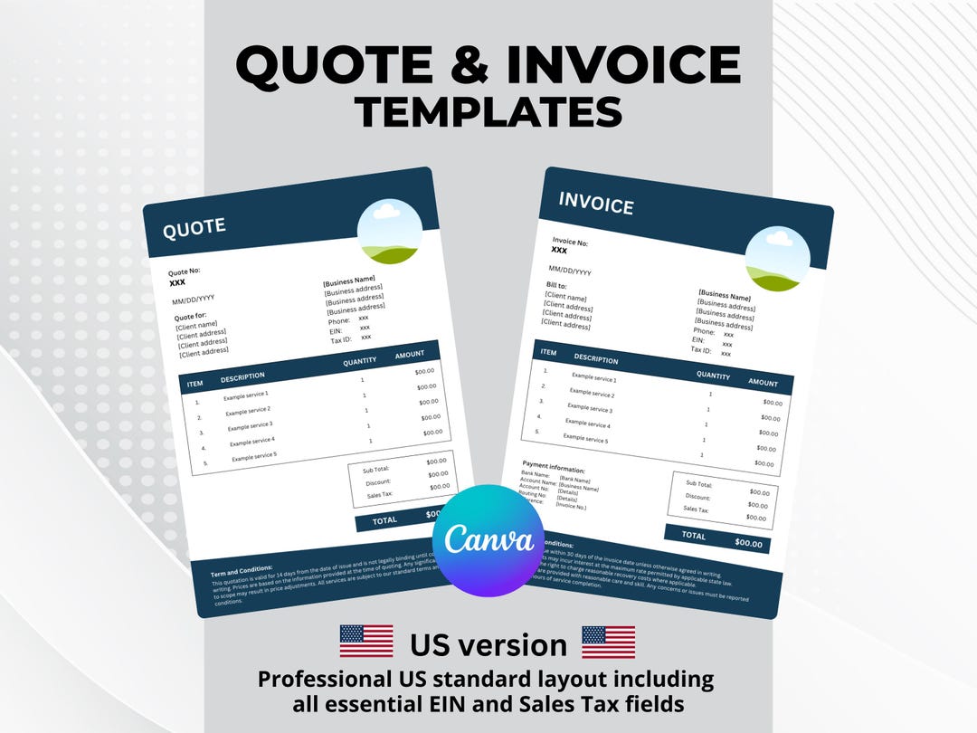 Quote and Invoice Template Bundle | Small Business Templates | Fully ...