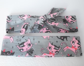 Vintage Retro Inspired 1950s Pinup Kitties Stretch Headband