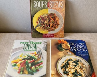 Vintage Food & Wine Cookbook Bundle | Soups and Stews, Low-Fat Cooking, Art of Low-Calorie Cooking | Hardcover Set