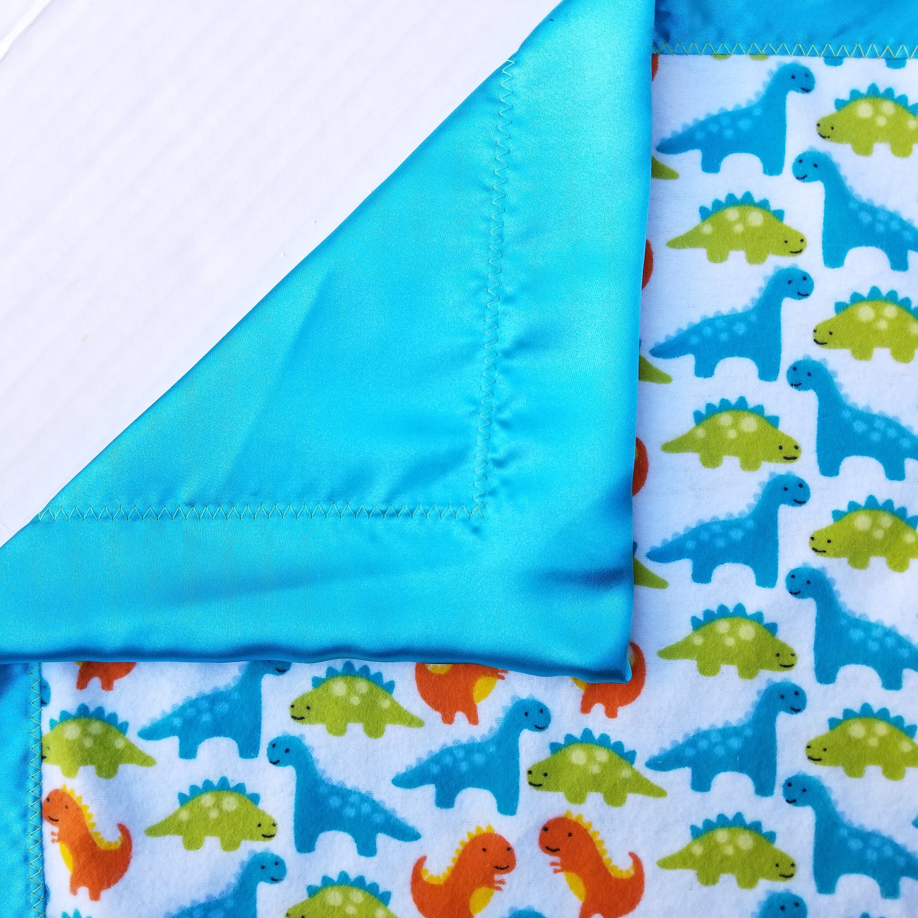 DINOSAUR Security Blanket Flannel & Satin back 18 x 18 Small Blankie