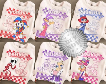 Camiseta personalizada de The Amazing Digital Circus, camiseta de Pomni Jax Ragatha Gangle Kinger Zooble, camiseta de personajes de TADC, regalo de cumpleaños con temática de circo.
