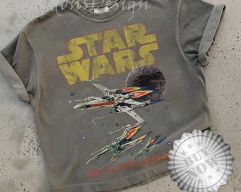 StarWars X-Wing Starfighter Shirt, May The Force Be With You Quote T-Shirt, Vintage StarWars Day Tee, Vintage Galaxy’s Edge DisneyTee