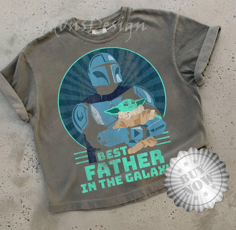 StarWars Baby Yoda The Mandalorian Starwars Shirt | The Mandalorian Best Father In The Galaxy Sweatshirt | Starwars Galaxy Edge Shirt Bild 1