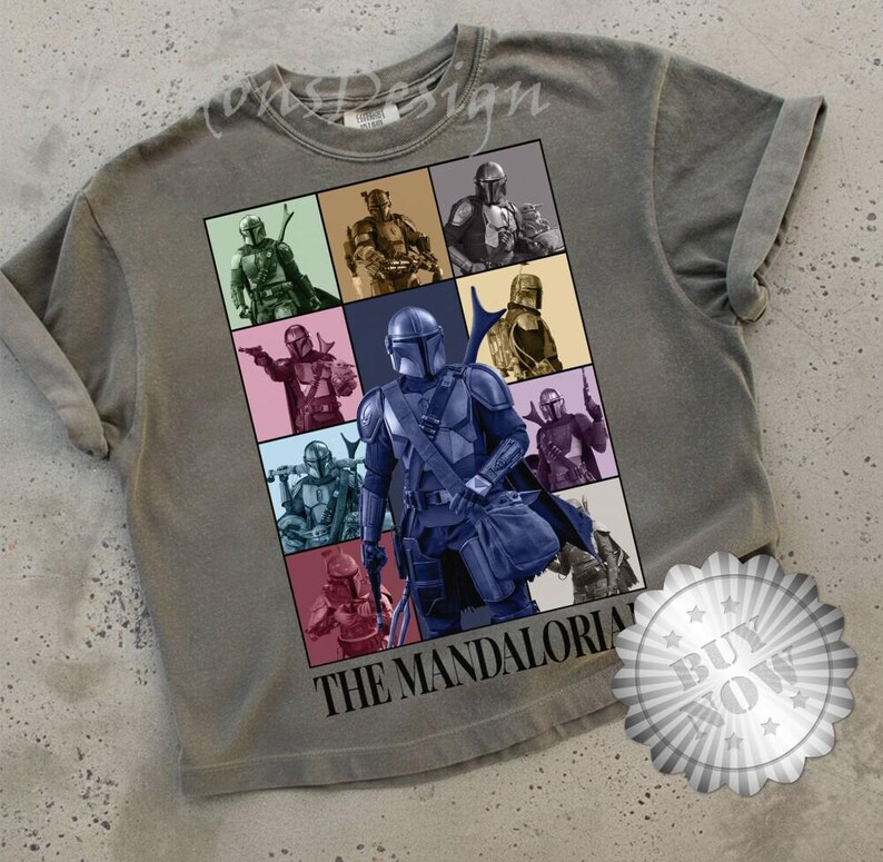 The Mandalorian Eras Style Shirt | The Mandalorian Baby Yoda Shirt | Star Wars Shirt | Star Wars Galaxy's Edge Shirt afbeelding 2