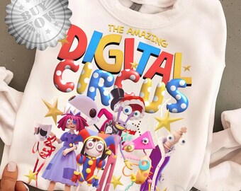 Camiseta de The Amazing Digital Circus, sudadera con personajes de TADC, regalo para fans del circo, regalo de cumpleaños de anime para niño o niña fan.