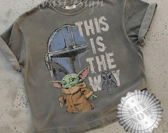 StarWars The Mandalorian and Grogu This is the Way Graphic T-Shirt, Retro Grogu Bounty Hunter Tee, Vintage 90s StarWars Fan Gift Shirt