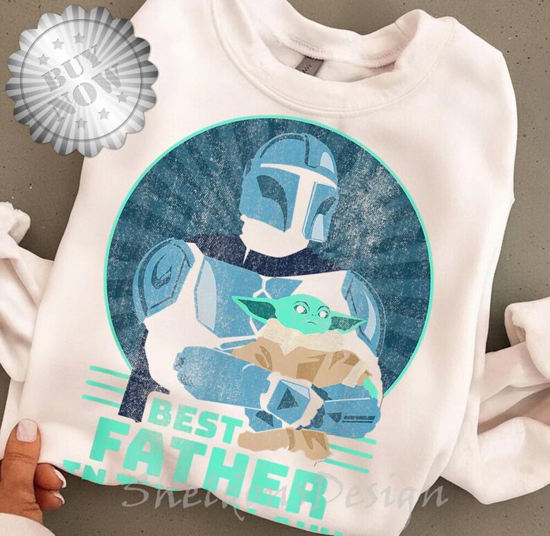 StarWars Baby Yoda The Mandalorian Starwars Shirt | The Mandalorian Best Father In The Galaxy Sweatshirt | Starwars Galaxy Edge Shirt Bild 2