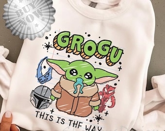 The Mandalorian Grogu Dies ist der Weg Gekritzel Sweatshirt, Dies ist der Weg Kopfgeldjäger Top, Unisex Starwars Geschenk