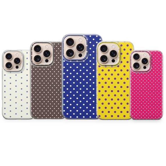 Polka Dot Phone Case Polka Dot Cover for iPhone 17 Pro Max, 16e, 15, 14, 13 & Samsung S25 Ultra, S24 FE, A56, A16, Pixel 10 XL, 9a, 8, 7
