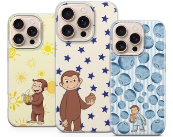 Roligt apa-telefonskal med apa för iPhone 17 Pro Max, 16e, 15, 14, 13 och Samsung S25 Ultra, S24 FE, A56, A16, Pixel 10 XL, 9a, 8, 7