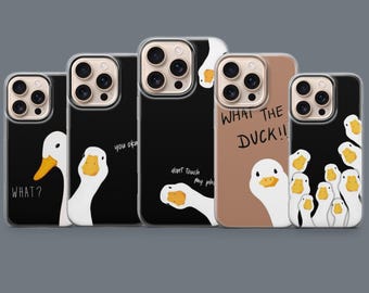 Roligt anka-mobilskal med söt sarkastisk gås till iPhone 17 Pro Max, 16e, 15, 14, 13 och Samsung S25 Ultra, S24 FE, A56, A16, Pixel 10 XL