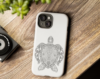 Mobilskal med havssköldpaddsmönster – Minimalistiskt skal med havssköldpadda för iPhone 17 Pro Max, 16e, 15, 14, 13 och Samsung S25 Ultra, S24 FE, Pixel