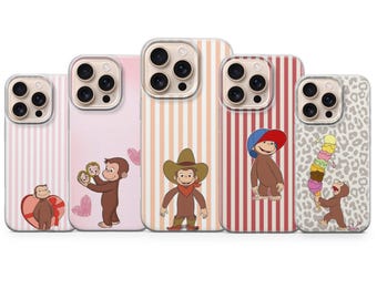 Roligt apa-mobilskal med apa för iPhone 17 Pro Max, 16e, 15, 14, 13 och Samsung S25 Ultra, S24 FE, A56, A16, Pixel 10 XL, 9a