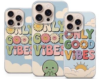 Good Vibes mobilskal Good Vibes-fodral för iPhone 17 Pro Max, 16e, 15, 14, 13 och Samsung S25 Ultra, S24 FE, A56, A16, Pixel 10 XL, 9a, 8, 7