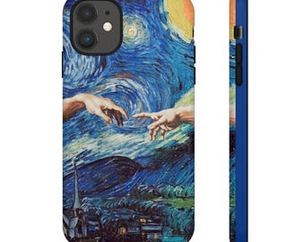 Van Gogh-inspirerat iPhone-skal – Stjärnklar natt estetiskt telefonskal, konstnärligt iPhone-skydd, present till konstälskare och Van Gogh-fans