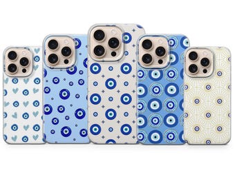iPhone-skal med onda ögon – Evil Eye-fodral för iPhone 17 Pro Max, 16e, 15, 14, 13 och Samsung S25 Ultra, S24 FE, A56, A16, Pixel 10 XL, 9a, 8, 7