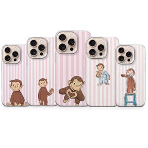 Roligt apa-telefonskal med apa för iPhone 17 Pro Max, 16e, 15, 14, 13 och Samsung S25 Ultra, S24 FE, A56, A16, Pixel 10 XL, 9a, 8, 7