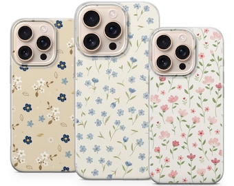 Minimalistiskt blommigt telefonskal Blommigt fodral för iPhone 17 Pro Max, 16e, 15, 14, 13 och Samsung S25 Ultra, S24 FE, A56, A16, Pixel 10 XL, 9a, 8,7