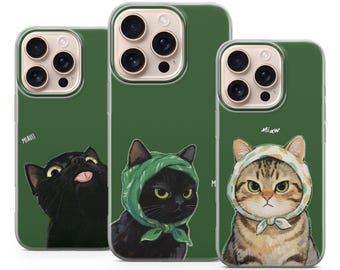 Roligt kattfodral, estetiskt kattfodral för iPhone 17 Pro Max, 16e, 15, 14, 13 & Samsung S25 Ultra, S24 FE, A56, A16, Pixel 10 XL, 9