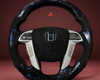 Volante de fibra de carbono forjada azul compatible con Honda Accord 2008–2012 – Repuesto