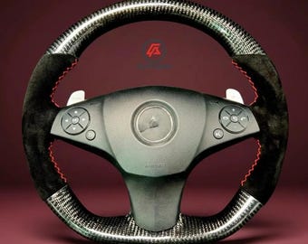 Carbon Fiber & Alcantara Style Steering Wheel Compatible with Select Mercedes Models – Aftermarket