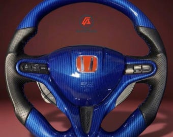 Carbon Fiber Steering Wheel compatible with  Honda Civic FD2 FN2 (2006–2012) Aftermarket