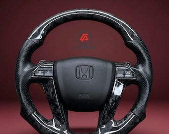 Honda Accord 2008-2012 black forged Carbon Fiber Steering Wheel with Perforated leather grips