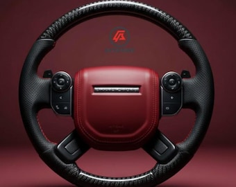Volante de cuero perforado con fibra de carbono compatible con Range Rover L494 L405 (2014-2022) (mercado de repuestos)