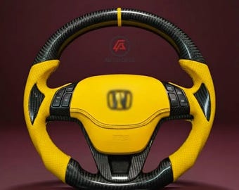 Volante personalizado amarillo y de fibra de carbono compatible con Honda Accord / TSX 2004–2008 – Repuesto