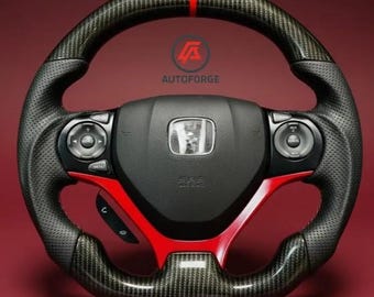 Volante de fibra de carbono compatible con Honda Civic 2012–2015 de 9.ª generación – Repuesto