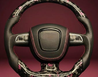 Carbon Fiber Flat Bottom Steering Wheel Compatible with Audi A3 A4 A5 A6 – Aftermarket
