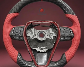 Carbon Fiber & Leather Steering Wheel Compatible with Toyota Camry (2018–2022) – Aftermarket