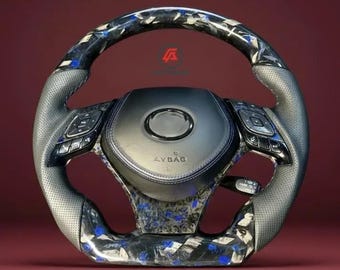 Forged Carbon Fiber & Leather Steering Wheel Compatible with Toyota C-HR (2016–2023) – Aftermarket