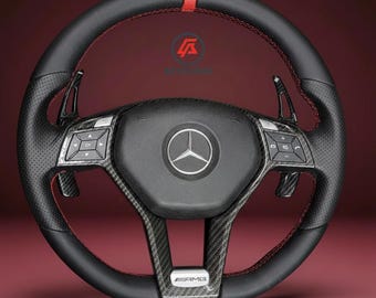 Volante de cuero personalizado para Mercedes Benz AMGW204, W212, W207 y W218
