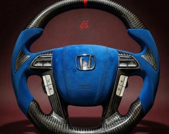 Volante de fibra de carbono de base plana compatible con Honda Accord 2008–2012 – Repuesto