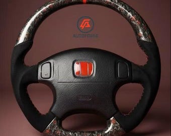 Volante de fibra de carbono forjada roja compatible con Civic 1996–2000 (EK) – Repuesto
