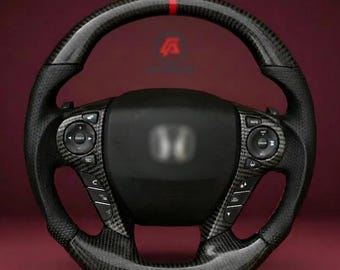 Volante de fibra de carbono y cuero negro compatible con Accord 2013–2017 (9.ª generación) – Repuesto