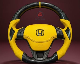 Honda Accord / TSX (2004-2008) Custom yellow and Carbon Fiber Steering wheel